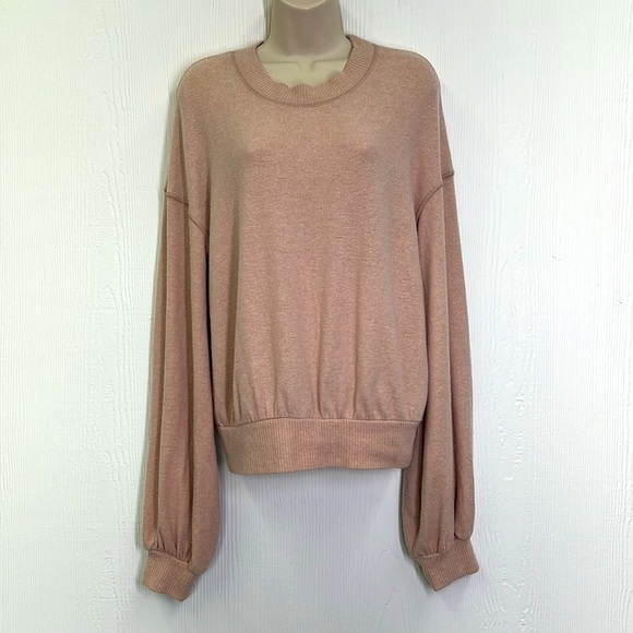 Free People - Beach Crewneck Pullover Long Balloon Sleeve Sweater Size XS - Picture 3 of 12